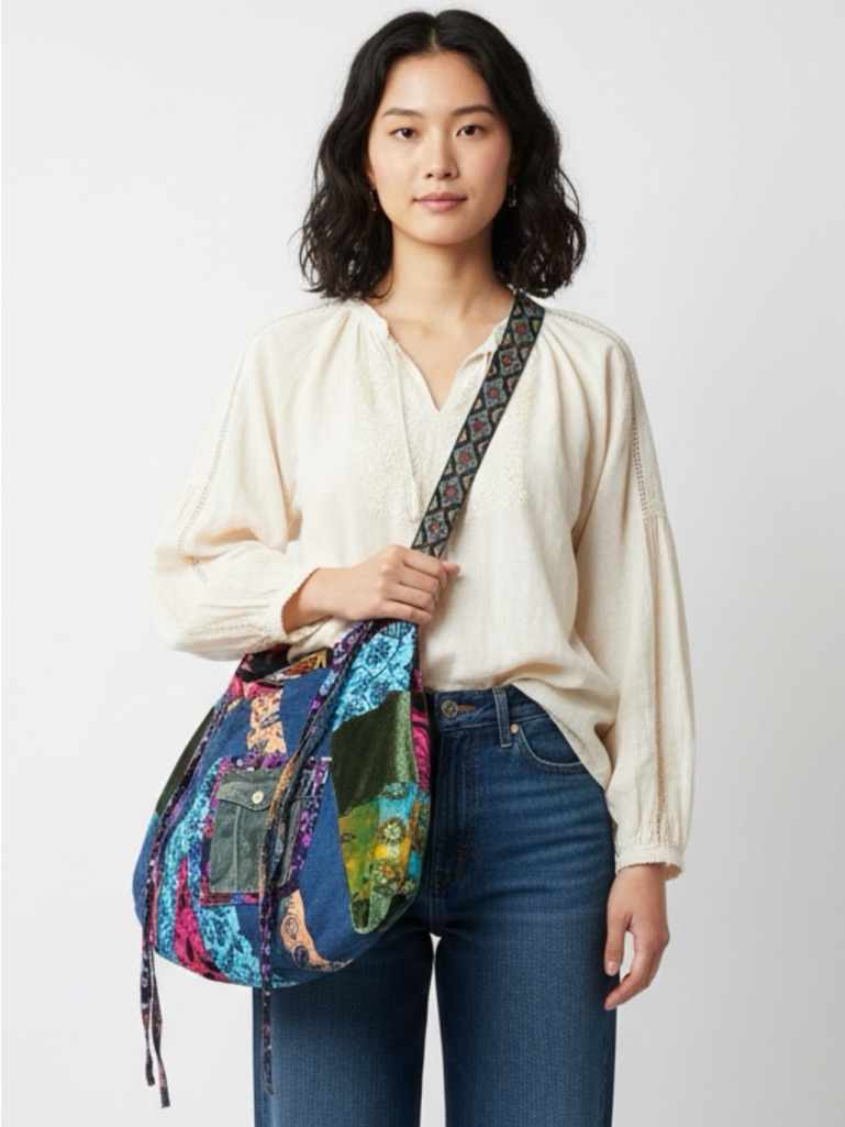 Handmade Patchwork Crossbody Boho Bag, Boho Shoulder Bag